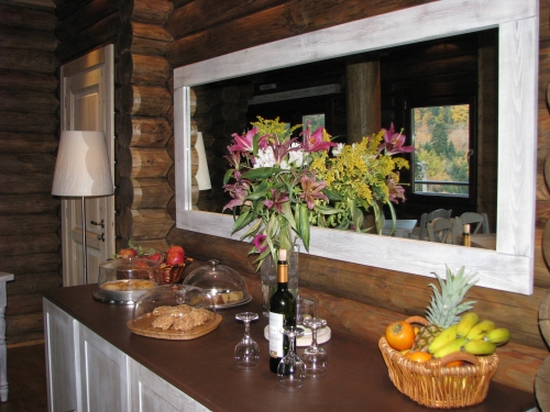 in Dining room looking through mirror